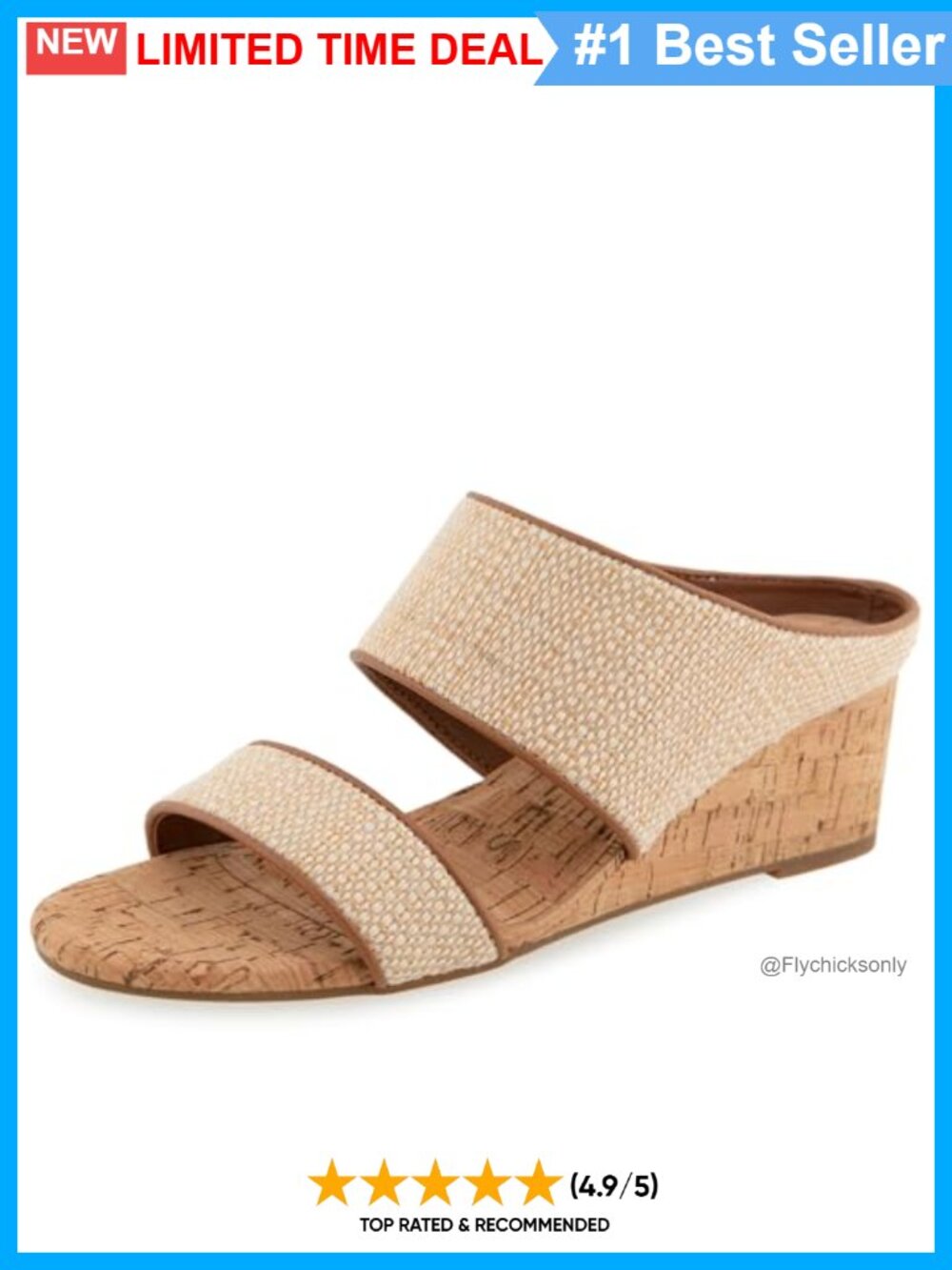 WheelerWedge Sandal Faux Leather Ankle Strap Slip On Comfort Casual